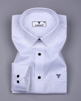 Space Gray With White Small Polka Dot Printed Cotton Shirt