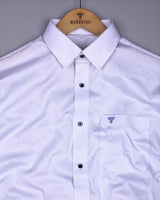 Space SkyBlue With White Small Polka Dot Printed Cotton Shirt