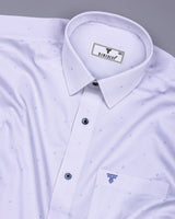 Space SkyBlue With White Small Polka Dot Printed Cotton Shirt