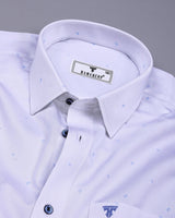 Space SkyBlue With White Small Polka Dot Printed Cotton Shirt