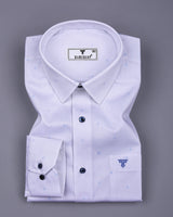 Space SkyBlue With White Small Polka Dot Printed Cotton Shirt