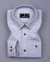 Silver Gray Formal Check Premium Giza Shirt