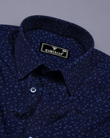 Queen Blue With SkyBlue Printed Formal Cotton Shirt