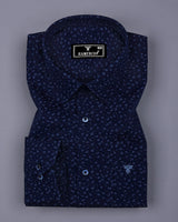 Queen Blue With SkyBlue Printed Formal Cotton Shirt