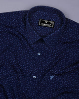 Queen Blue With SkyBlue Printed Formal Cotton Shirt