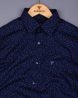 Queen Blue With SkyBlue Printed Formal Cotton Shirt