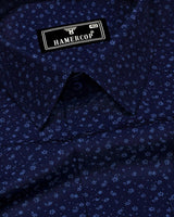 Queen Blue With SkyBlue Printed Formal Cotton Shirt