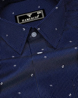Space NavyBlue With White Small Polka Dot Printed Cotton Shirt
