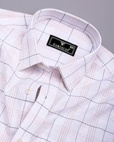 Orange With Blue Formal Check White Cotton Shirt
