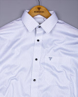 Cascade White With Gray Printed Formal Cotton Shirt