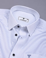 Cascade White With Gray Printed Formal Cotton Shirt
