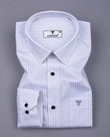 Cascade White With Gray Printed Formal Cotton Shirt