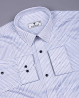 Cascade White With Gray Printed Formal Cotton Shirt