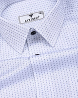 Cascade White With Gray Printed Formal Cotton Shirt