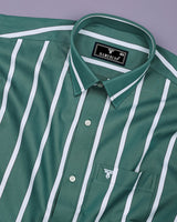 Eucalyptus Green With White Stripe Cotton Shirt