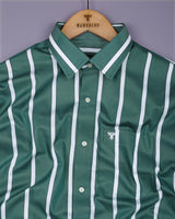 Eucalyptus Green With White Stripe Cotton Shirt