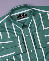 Eucalyptus Green With White Stripe Cotton Shirt