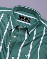 Eucalyptus Green With White Stripe Cotton Shirt