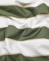 Green With White Broad Stripe Cotton Shirt