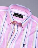 Pink Candy Multicolor Stripe Oxford Cotton Shirt