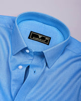 Grasten Blue Dobby Texture Formal Cotton Shirt