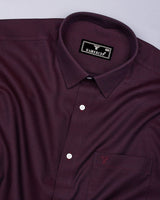 Caramel Maroon With Black Jacquard Cotton Shirt