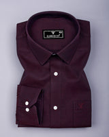 Caramel Maroon With Black Jacquard Cotton Shirt