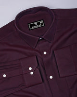 Caramel Maroon With Black Jacquard Cotton Shirt