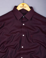 Caramel Maroon With Black Jacquard Cotton Shirt