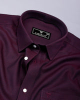 Caramel Maroon With Black Jacquard Cotton Shirt