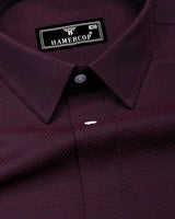 Caramel Maroon With Black Jacquard Cotton Shirt