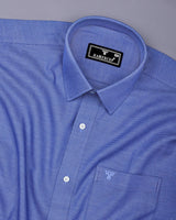 Skypitta Blue With White Dobby Textured Cotton Shirt
