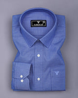 Skypitta Blue With White Dobby Textured Cotton Shirt