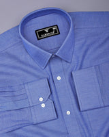 Skypitta Blue With White Dobby Textured Cotton Shirt