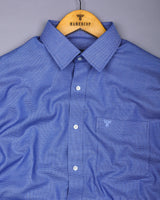 Skypitta Blue With White Dobby Textured Cotton Shirt