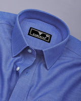 Skypitta Blue With White Dobby Textured Cotton Shirt