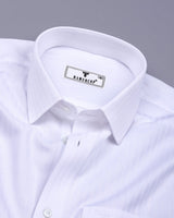 Cattle White Dobby Self Stripe Cotton Shirt