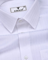 Cattle White Dobby Self Stripe Cotton Shirt