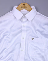 Snowfall White Self Box Check Premium Giza Shirt