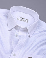 Snowfall White Self Box Check Premium Giza Shirt