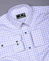 Pepito Blue With White Check Premium Giza Shirt
