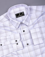 Swiss Gray With White Box Premium Giza Shirt