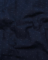 Trojes Navyblue With White Dot Printed Seersucker Cotton Shirt