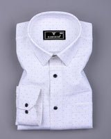 Trojes White With Black Dot Printed Seersucker Cotton Shirt