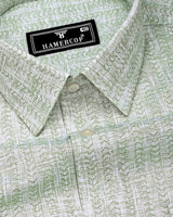 Macroom Green With White Printed Linen Cotton Shirt