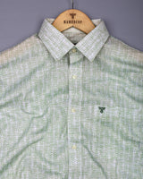 Macroom Green With White Printed Linen Cotton Shirt