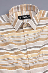 Grey with light and dark brown line vintage stripe shirt