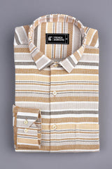 Grey with light and dark brown line vintage stripe shirt