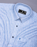 Macroom Blue With White Printed Linen Cotton Shirt