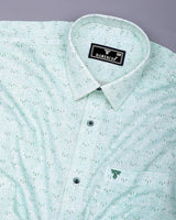 Tifton Green Arrow Printed Linen Cotton Shirt